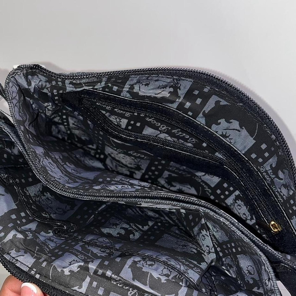 Betty Boop Crossbody Handbag Purse Side Bag Vintage Denim Dark Blue Black Bag - Picture 3 of 4
